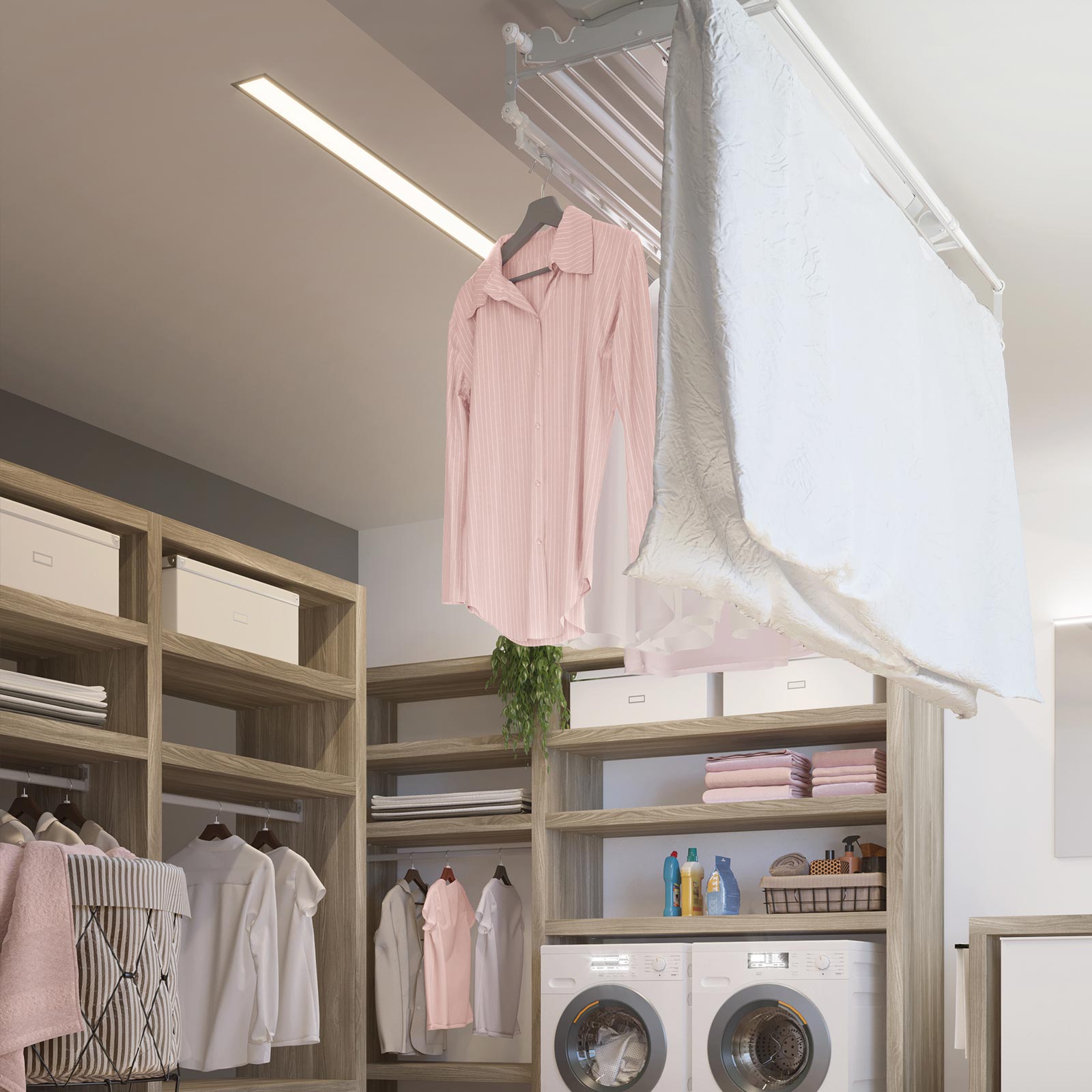 foxydry Mini tendedero de ropa para montar en el techo, tendedero de polea,  estante de secado de ropa plegable vertical (59.1 in / 59.05 pulgadas