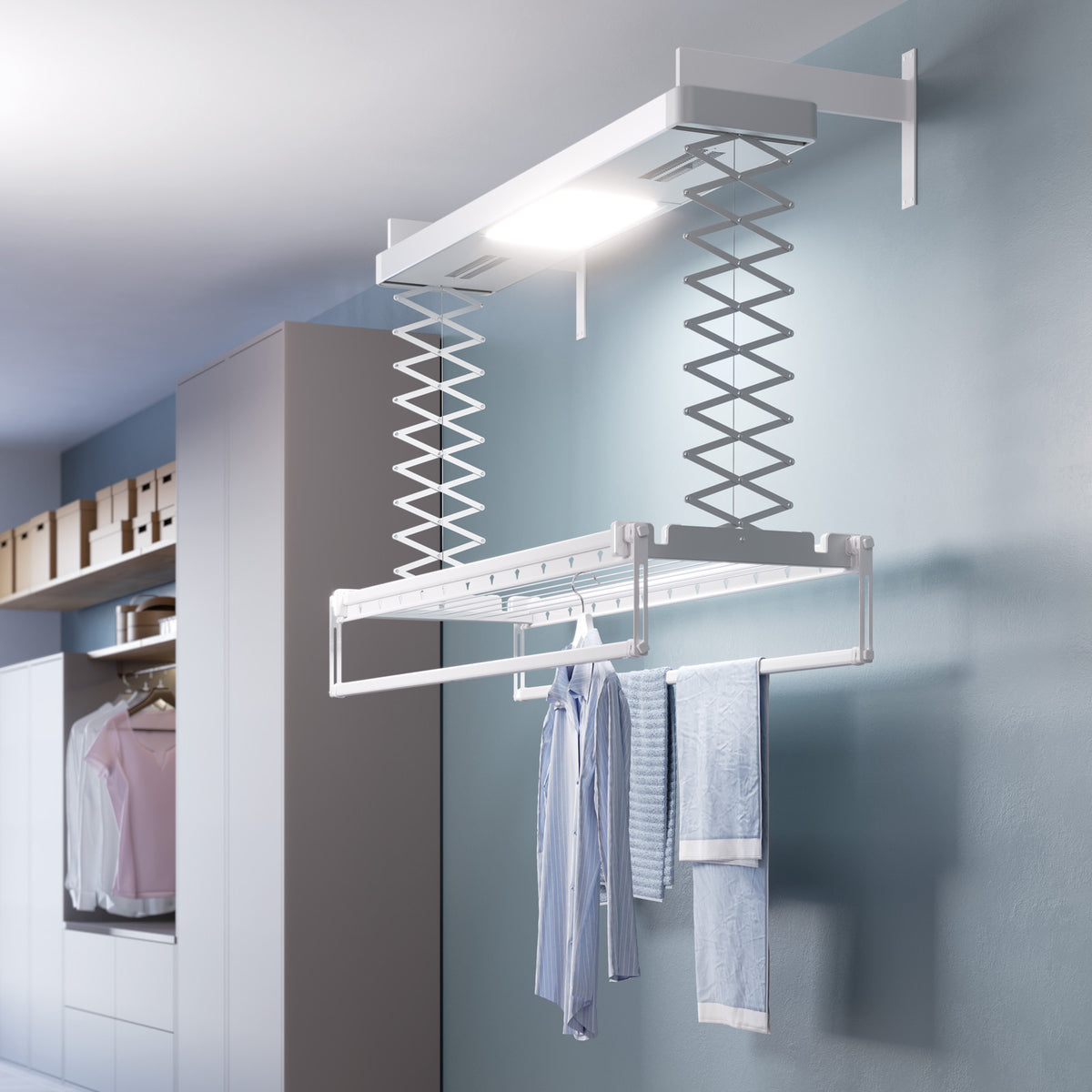  foxydry Air, Wall and Ceiling Clothesline, Electrical Drying  Rack, with Remote Control in Aluminium and Steel (Ceiling Mounted, 150) :  Home & Kitchen